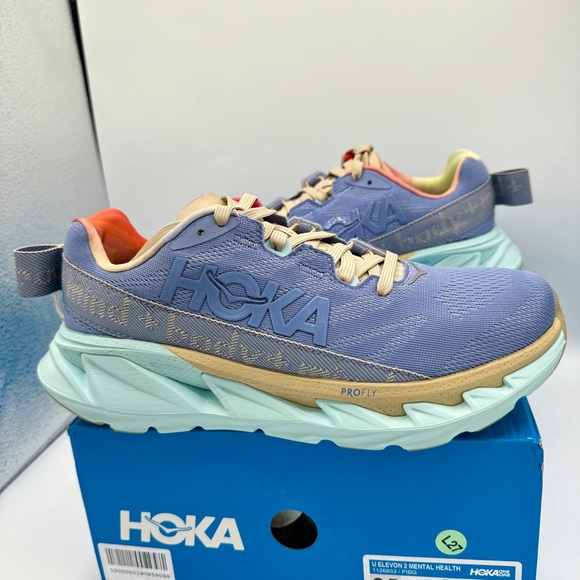 NWT Hoka Elevon 2 Running Shoes Mental Health Sneakers Unisex Purple Blue Glass - Picture 12 of 16
